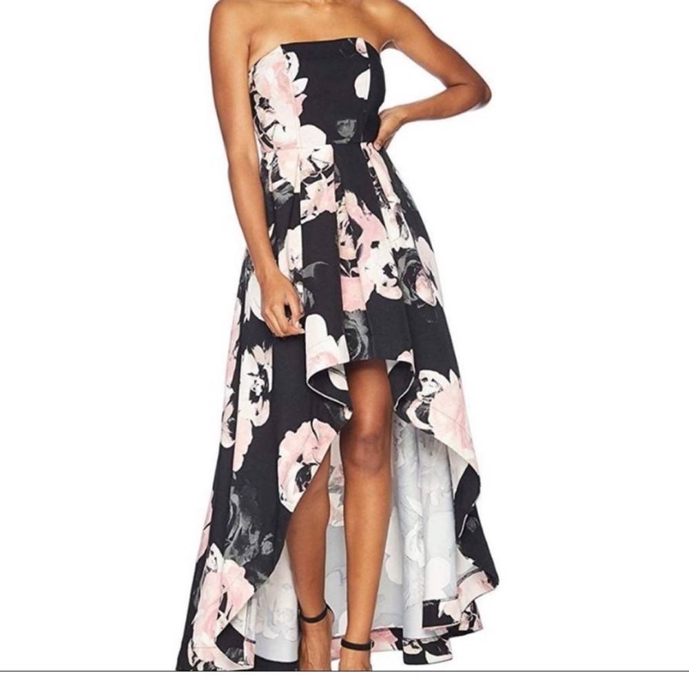 New, Speechless Juniors size 1 hi low black pink floral dress prom cocktail